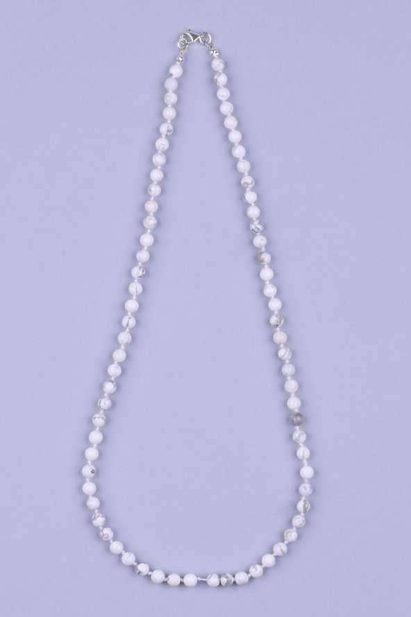 Havlit Doğal Taş 6 mm Düğümlü Kolye ürün görseli 1