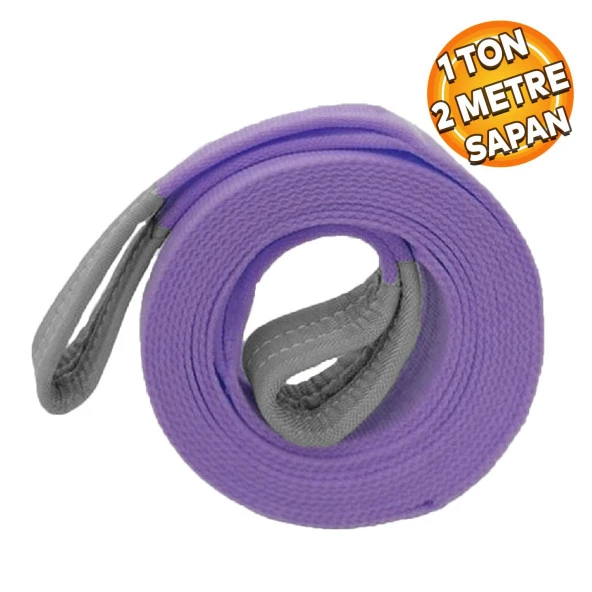 Sapan Polyester Spanzet 1 Ton 2 Metre Mor Sağlam Yük Kaldırma Taşıma İndirme Halat