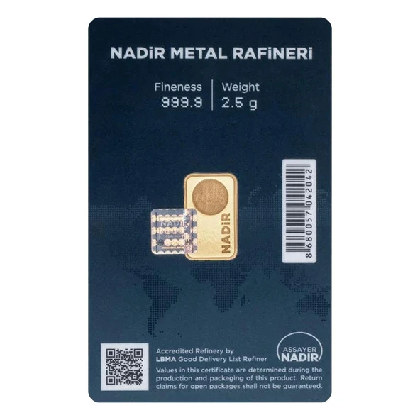 RimaGold 2.5 gr 24 Ayar 999.9 Milyem NadirGold Gram Altın - 2