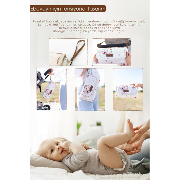Mordesign Bebek Çanta Alt Açma Minderi, Alt Değiştirme Pedi, Taşınabilir Bakım Çantası, Animal Seri - 3