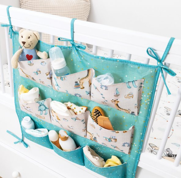DECODEMA Bebek Çocuk Beşik Kenarı Düzenleyici 9 Gözlü Organizer - 4