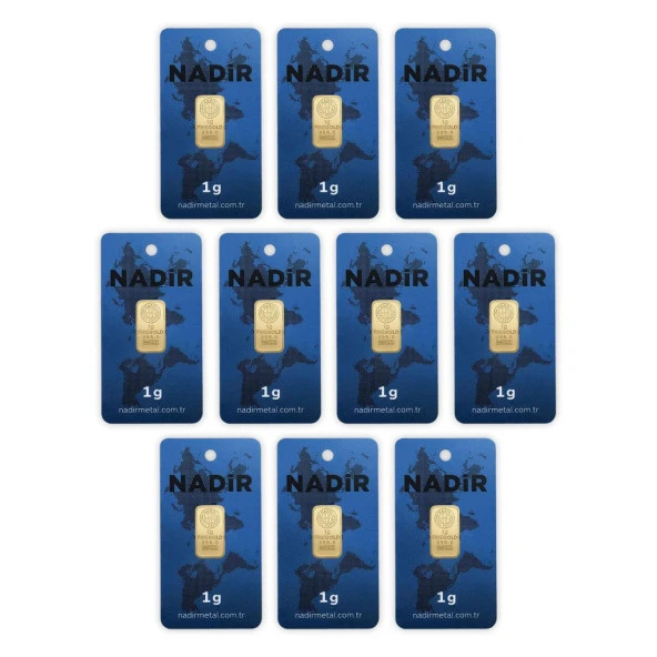RimaGold 10 Adet 1 gr 24 Ayar NadirGold Gram Altın (Dikdörtgen)