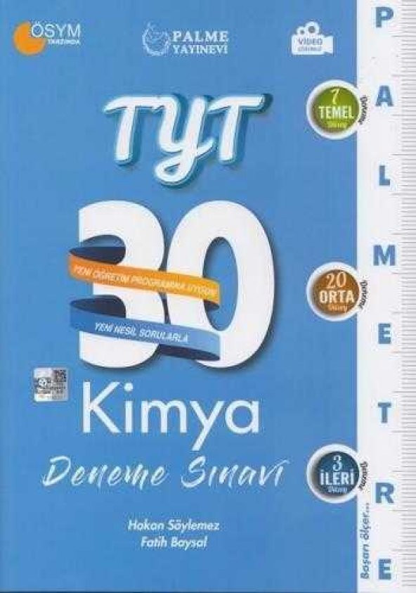 TYT   KİMYA   30  Deneme  Sınavı  /   7 Temel Düzey *  20 Orta Düzey  * 3 İleri Düzey Deneme ürün görseli 1
