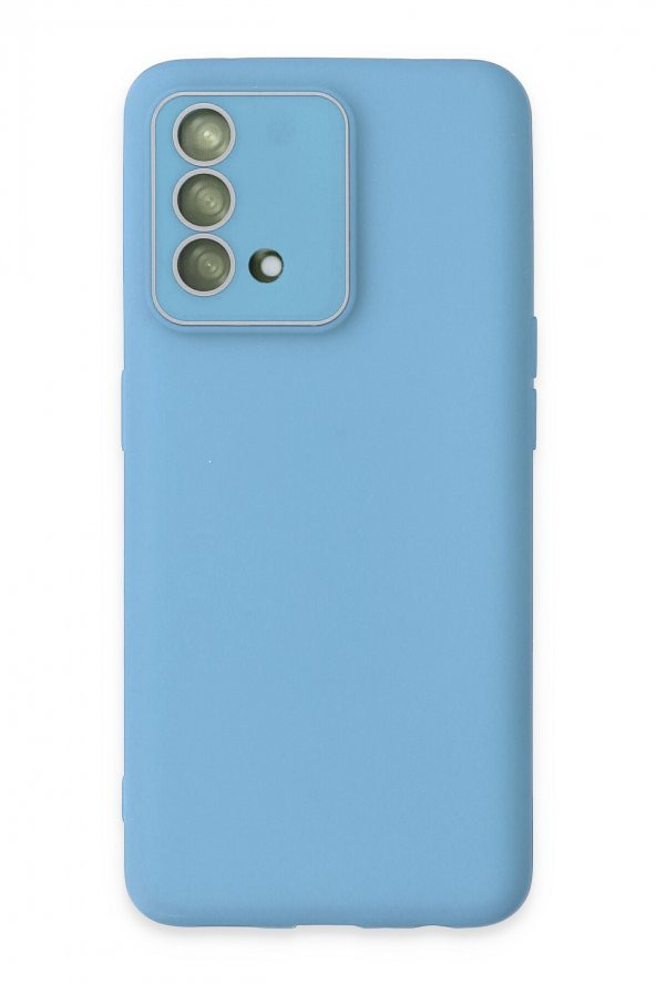 NewFace Oppo A74 4G Kılıf Lansman Glass Kapak - Mavi