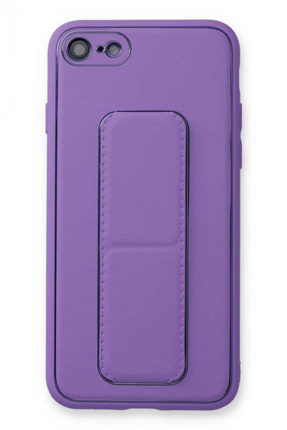NewFace iPhone SE 2020 Kılıf Coco Deri Standlı Kapak - Koyu Lila