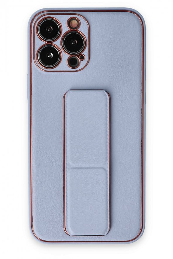 NewFace iPhone 14 Pro Max Kılıf Coco Deri Standlı Kapak - Sky Blue