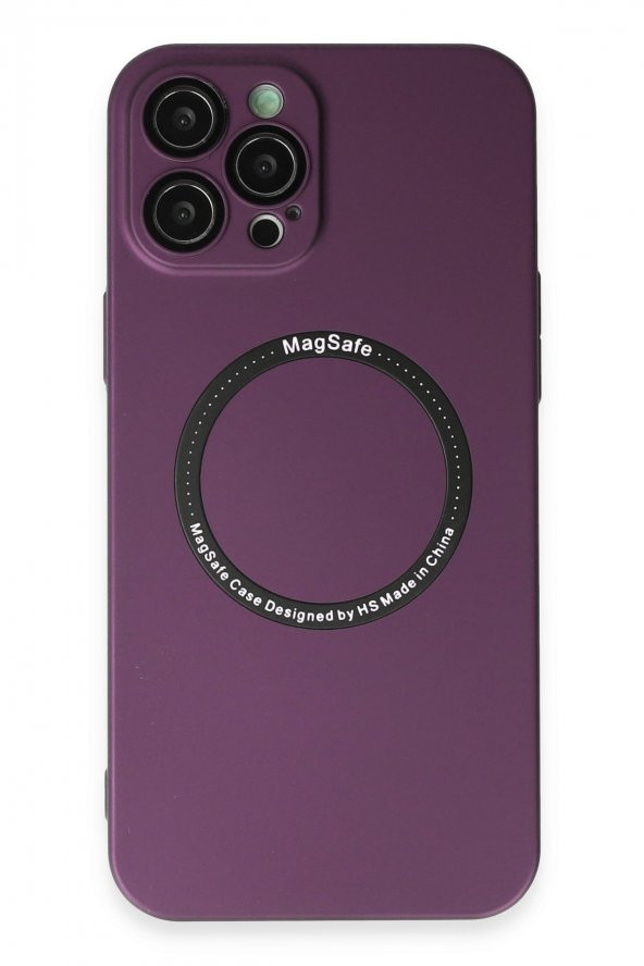 SUMİLES Iphone 12 Pro Max Jack Magneticsafe Lens Silikon Mürdüm Cep Telefonu Kılıfı