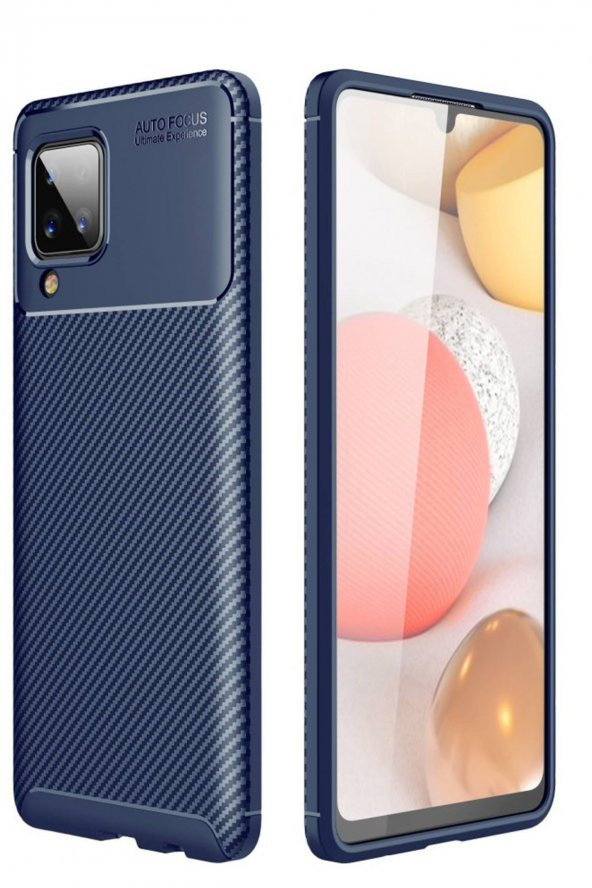 NewFace Samsung Galaxy M32 Kılıf Focus Karbon Silikon - Lacivert