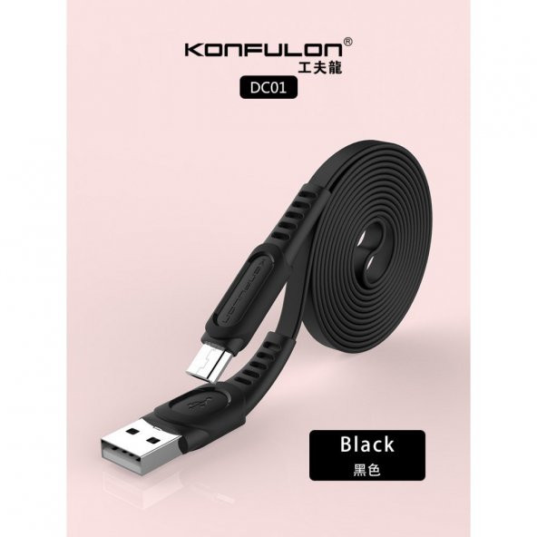 Konfulon Konfulon DC-01 Süper Hızlı Micro USB Kablo-SİYAH