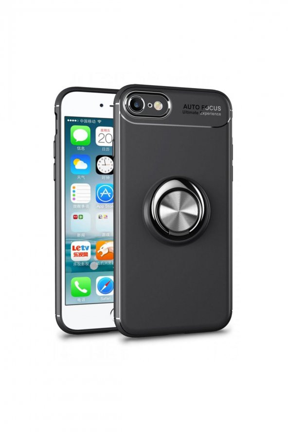 NewFace Apple Iphone 7 Kılıf Autofocus Shockproof Metal Yüzüklü Standlı Silikon Kapak Kılıf Iphone 7