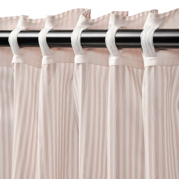 Fon Perde/2 Kanat, MeridyenDukkan Beyaz-Bej Renk-Çizgili Model 120x300 cm - 3