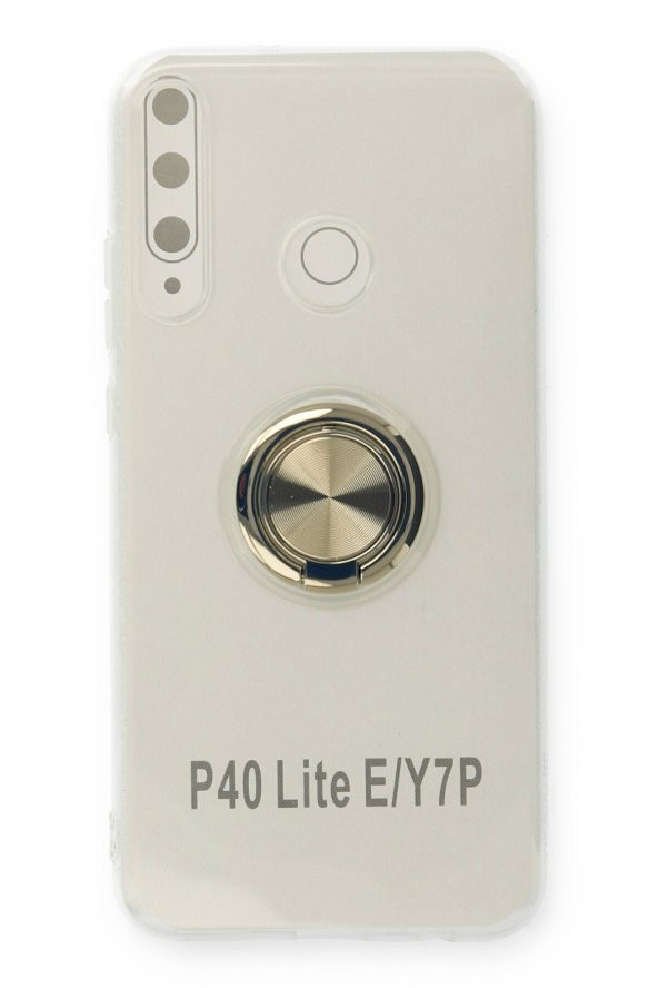 NewFace Huawei P40 Lite E Kılıf Şeffaf Renkli Standlı Mıknatıslı Kapak  Gümüş