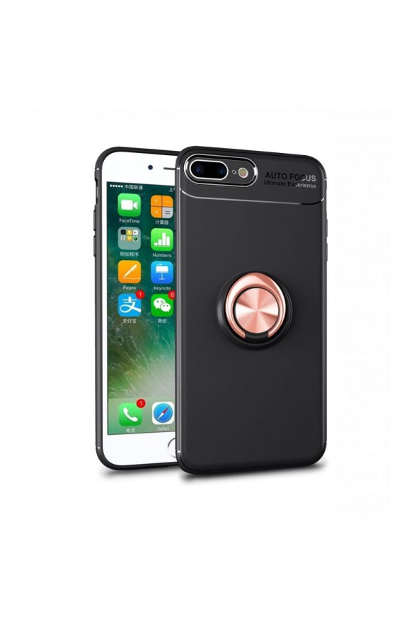 NewFace Apple Iphone 7 Plus Kılıf Autofocus Shockproof Metal Yüzüklü Standlı Silikon Kapak Kılıf