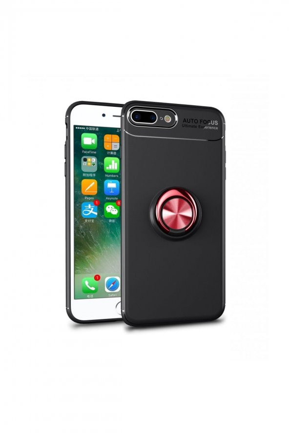 NewFace Apple Iphone 8 Plus Kılıf Autofocus Shockproof Metal Yüzüklü Standlı Silikon Kapak Kılıf