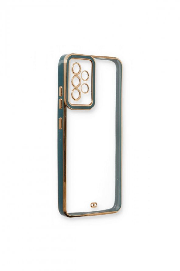 NewFace Galaxy A53 5G Baskısız Yeşil Kenar Gold Detaylı Premium Telefon Kılıfı