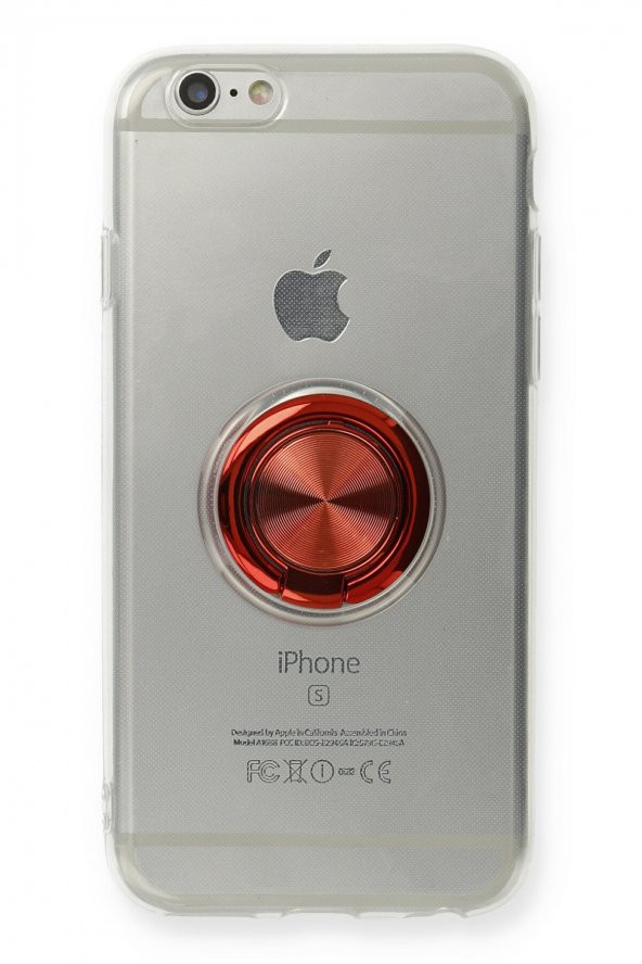NewFace Iphone 6 Kılıf Şeffaf Renkli Standlı Mıknatıslı Kapak  Kırmızı
