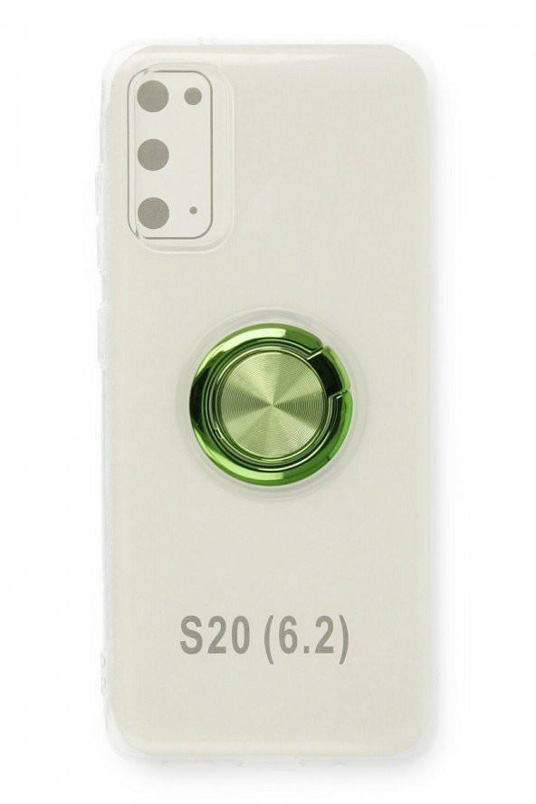 NewFace Samsung Galaxy S20  Kılıf Şeffaf Renkli Standlı Mıknatıslı Kapak Yeşil