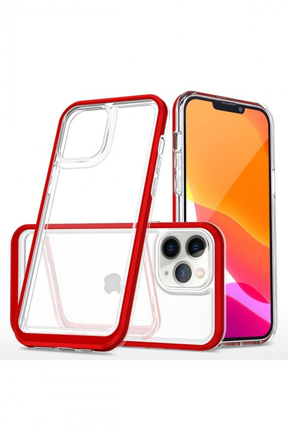 NewFace Apple Iphone 11 Pro Uyumlu Kılıf 3 Boyutlu His  Kırmızı Renkli Kılıf iPhone 11 Pro