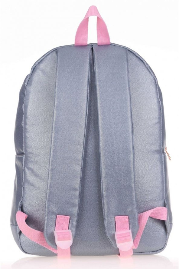 Kaukko Sparkle Duble Gri Okul Sırt Çantası - Simli Kumaş - Resim 2