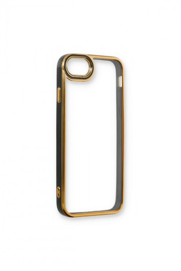 NewFace Iphone 6 Baskısız Siyah Kenar Gold Detaylı Premium Telefon Kılıfı