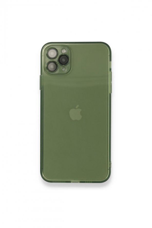 NewFace Apple Iphone 11 Pro Max Yeşil  Renkli Transparan Kamera Lens Korumalı Kılıf Iphone 11 Pro Max