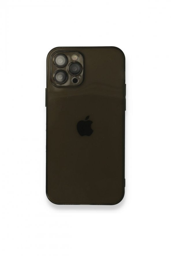 NewFace Apple Iphone 12 Pro Max  Siyah Renkli Transparan Kamera Lens Korumalı Kılıf Iphone 12 Pro Max