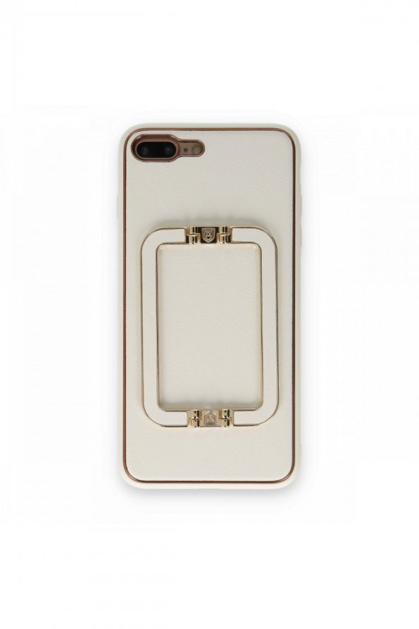 NewFace Apple Iphone 8 Plus Kılıf Suni Deri Standlı Saplı Tutmalı Kılıf İphone 8 Plus - 1
