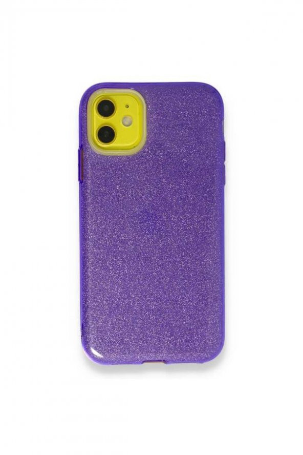 NewFace iPhone 11 Kılıf Simli - Mor - 1