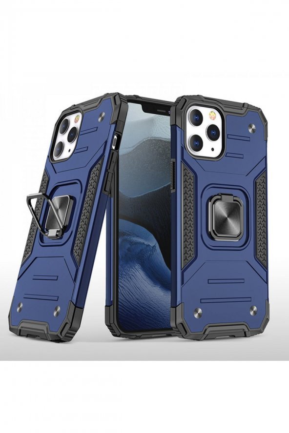 NewFace Apple Iphone 13 Pro Max Nfc Kılıf Yüzüklü Stand Olabilen Çift Katmanlı Tank Kapak