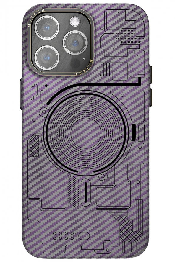 NewFace iPhone 14 Pro Max Kılıf Mekanik Magsafe Kapak - Derin Mor