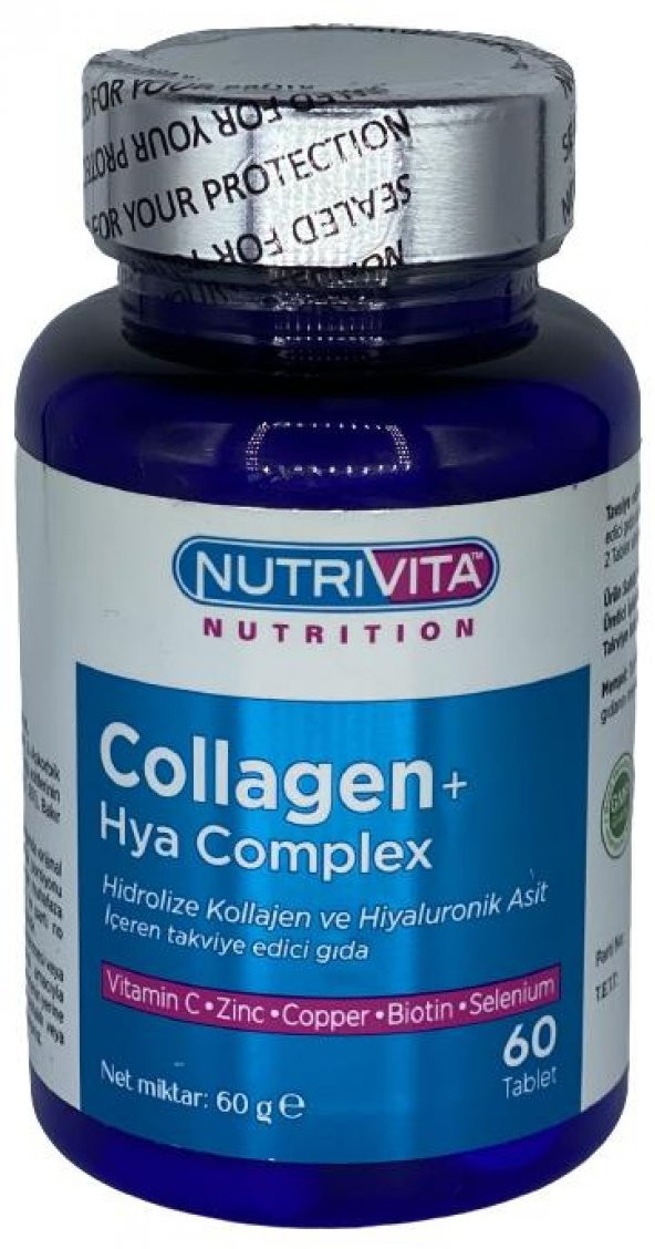 Nutrivita Nutrition Collagen Hya Complex 60 Tablet Kolajen Hyaluronik Asit Kompleks