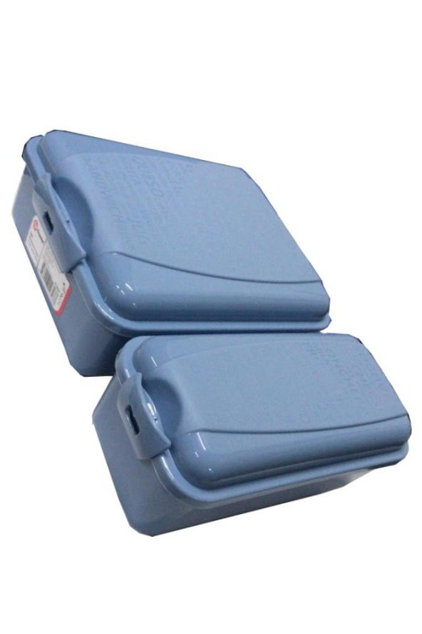 Beslenme Kutusu 2 Bölmeli Mavi Renk 1 Adet Yemek Saklama Kabı Beslenme Çantası 17x22 cm - 3