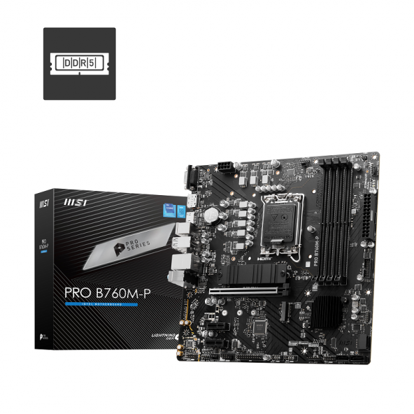 PRO B760M-P SOKET 1700 DDR5 6800MHZ(OC) PCI-E Gen4 2X M.2 USB3.2 DP HDMI GIGABIT LAN mATX - 1