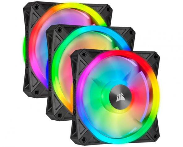 QL Series, WHITE QL120 RGB-CO-9050104-WW-120mm RGB LED Fan, Triple Pack with Lighting Node CORE