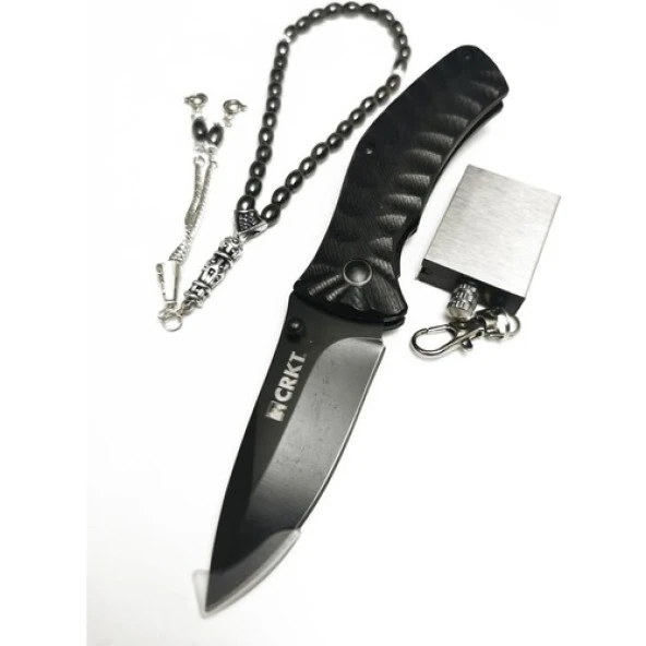 Crkt 18 cm Siyah Bıçak Manuel Kılıflı Av Kamp Çakısı Hediyeli
