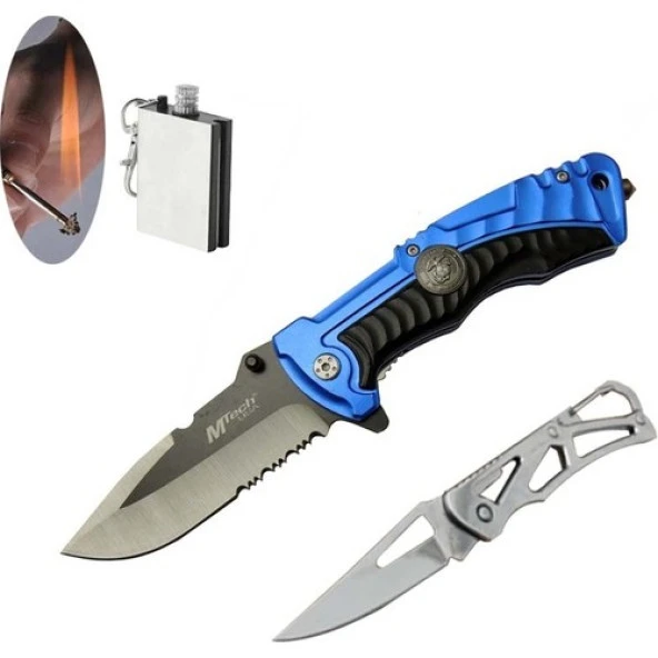 Alsepeteavm Mtech Serisi 4-12-3 21 cm Mavi Kurtarma Çakı Seti SLN186