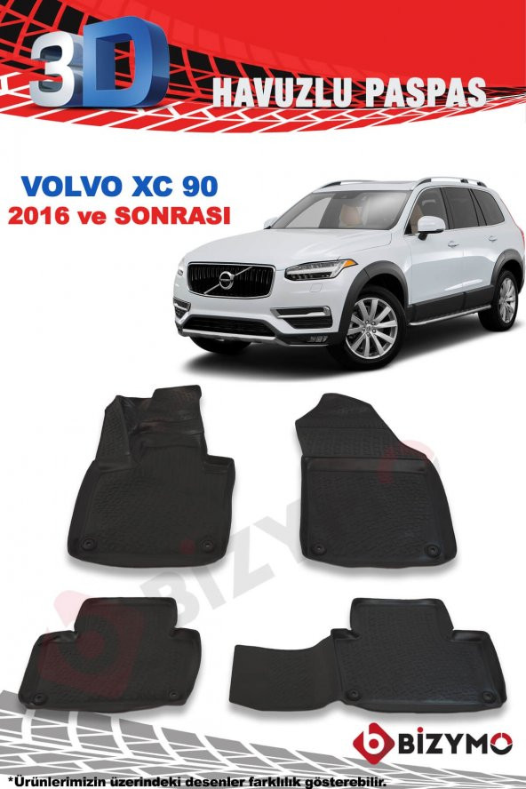 Volvo Xc90 Suv 2016 Ve Sonrası 3D Paspas Takımı Bizymo - Resim 2