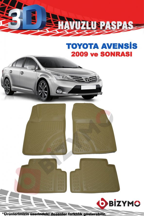 Toyota Avensis 2009 ve Sonrası 3D Havuzlu Bej Paspas Takımı Bizymo - Resim 2