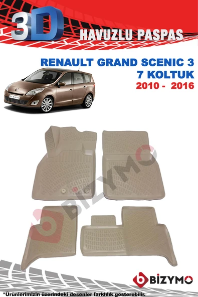 Renault Grand Scenic 3 (7 Koltuk) 2010-2016 3D Bej Paspas Takımı - 2