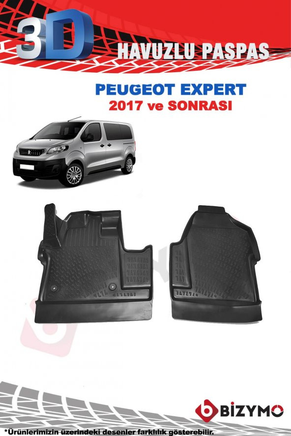 Peugeot Expert 2017 ve Sonrası 3D Havuzlu Paspas Takımı Bizymo - Resim 2