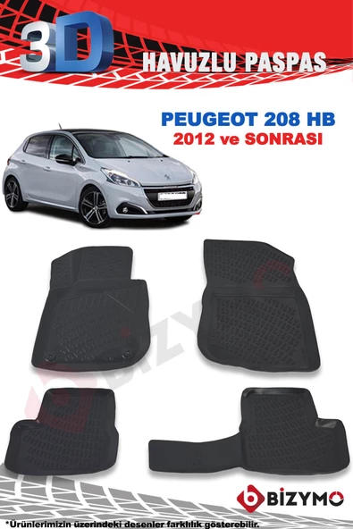 Peugeot 208 Hb 2012 Ve Sonrası 3D Paspas Takımı Bizymo - Resim 2