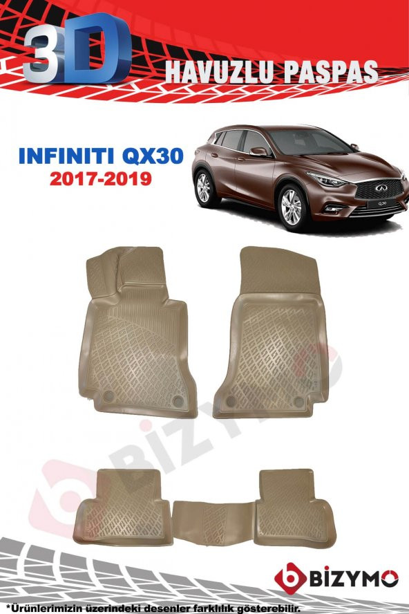 Nissan Infiniti Qx30 2017-2019 3D Havuzlu Bej Paspas Bizymo - Resim 2