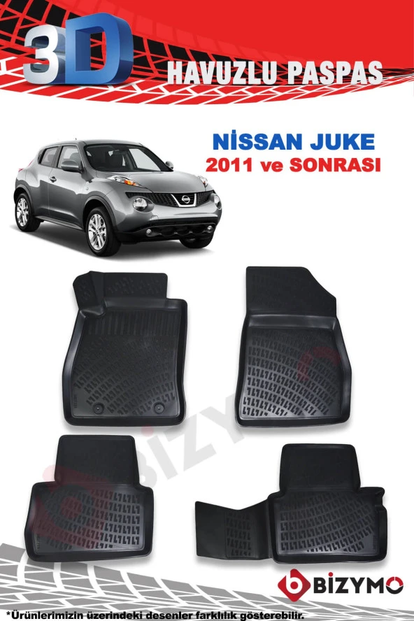 Nissan Juke 2014-2019 3D Havuzlu Paspas Takımı Bizymo - Resim 2
