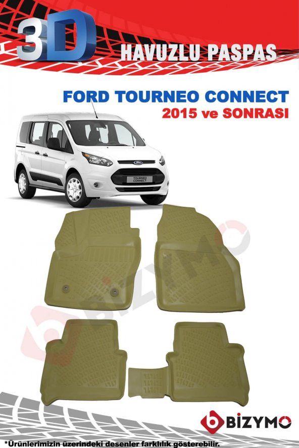 Ford Connect 2015 ve Sonrası 3D Havuzlu Bej Paspas Takımı Bizymo - 2