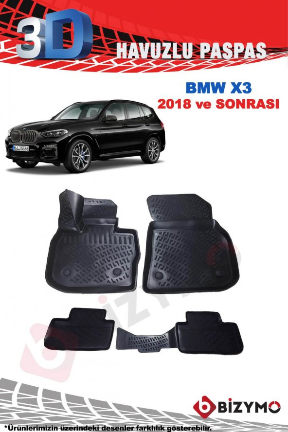 Bmw X3 2018 Ve Sonrası 3D Havuzlu Paspas Takımı Bizymo - 2