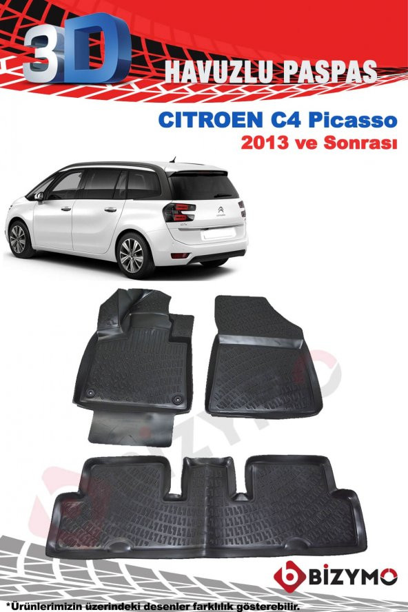 Citroen C4 Picasso 5 Koltuk 2013+ 3D Havuzlu Paspas Takımı Bizymo - 2