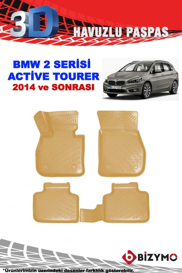 Bmw 2 Serisi Active Tourer 2014+ Bej 3D Havuzlu Paspas Bizymo - 2
