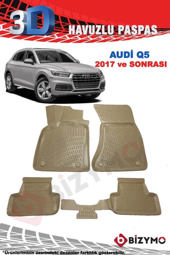 Audi Q5 2017 ve Sonrası Bej 3D Paspas Takımı Bizymo - 2