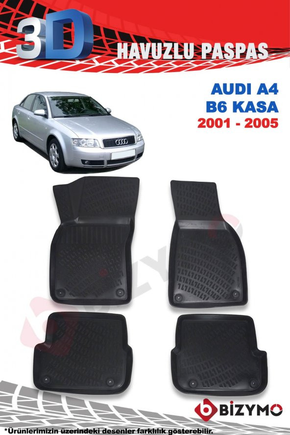 Audi A4 B6 Kasa 2001-2005 3D Havuzlu Paspas Takımı Bizymo - 2