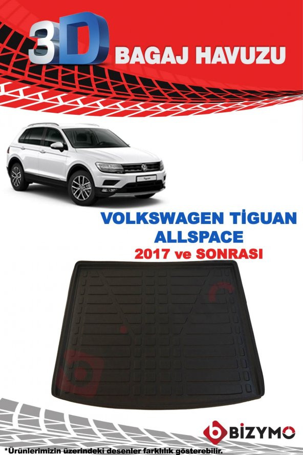 Volkswagen Tiguan Uzun Şase 2017 Ve Sonrası 3D Bagaj Havuzu Bizymo - Resim 2